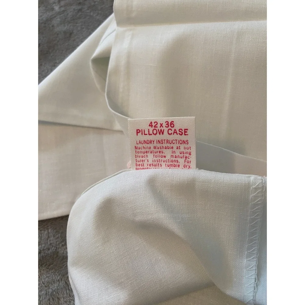 First Lady Sheet Set Full White Pink Rose Embroidered Crochet Trim VTG Muslin